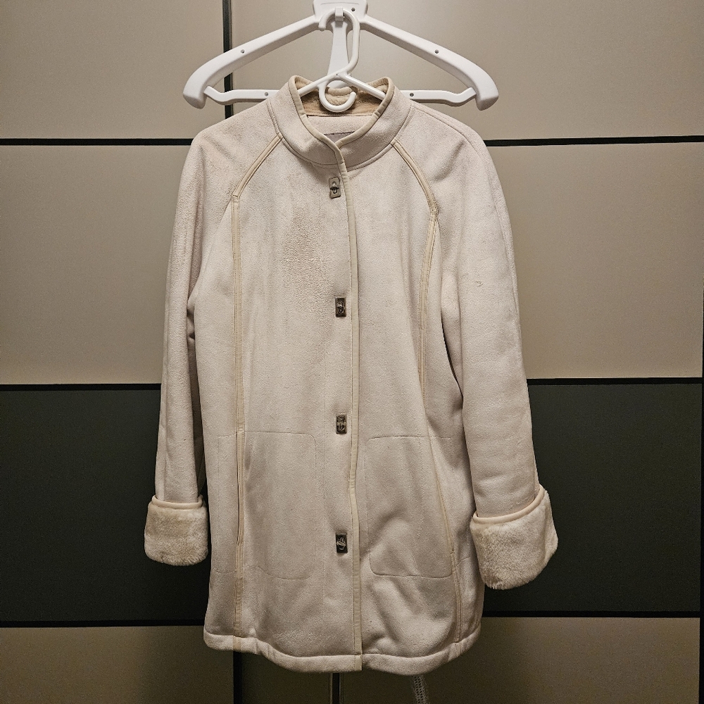 Cream Micro Suede Coat